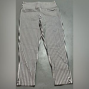 Women's Black and White Striped Capris
